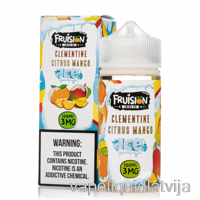 Ledus Klementīna Citrusaugļu Mango - Fruision Sulas Ko - 100ml 3mg Vape šķidrums